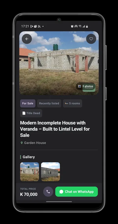 ZM Utility listing detail with photos, price and Chat on WhatsApp button