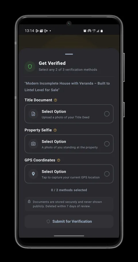 ZM Utility seller verification sheet with three methods